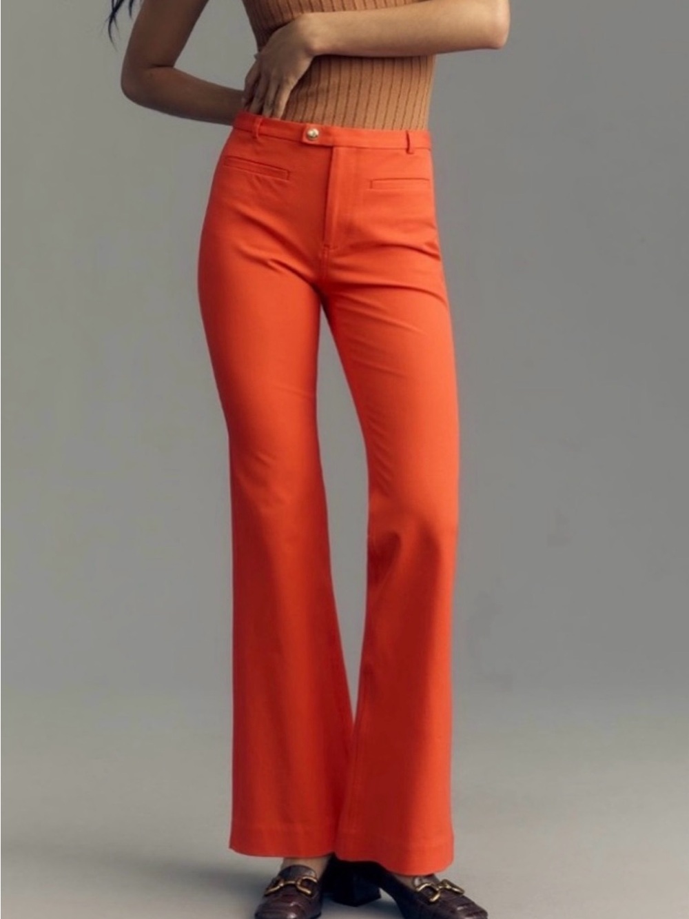 Maeve Anthropologie Bootcut Trouser Pants in Orange Red size 2